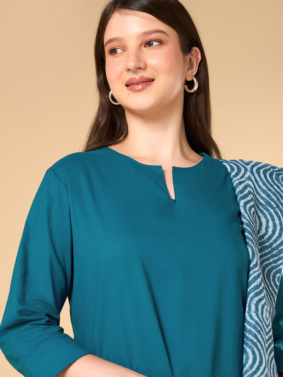 Steel Blue Solid Cotton Suit
