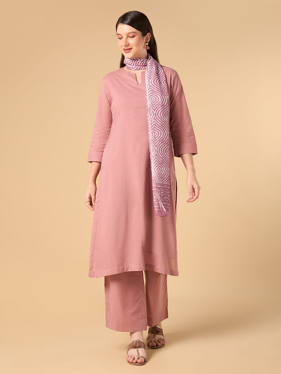 Mellow Rose Solid Cotton Suit