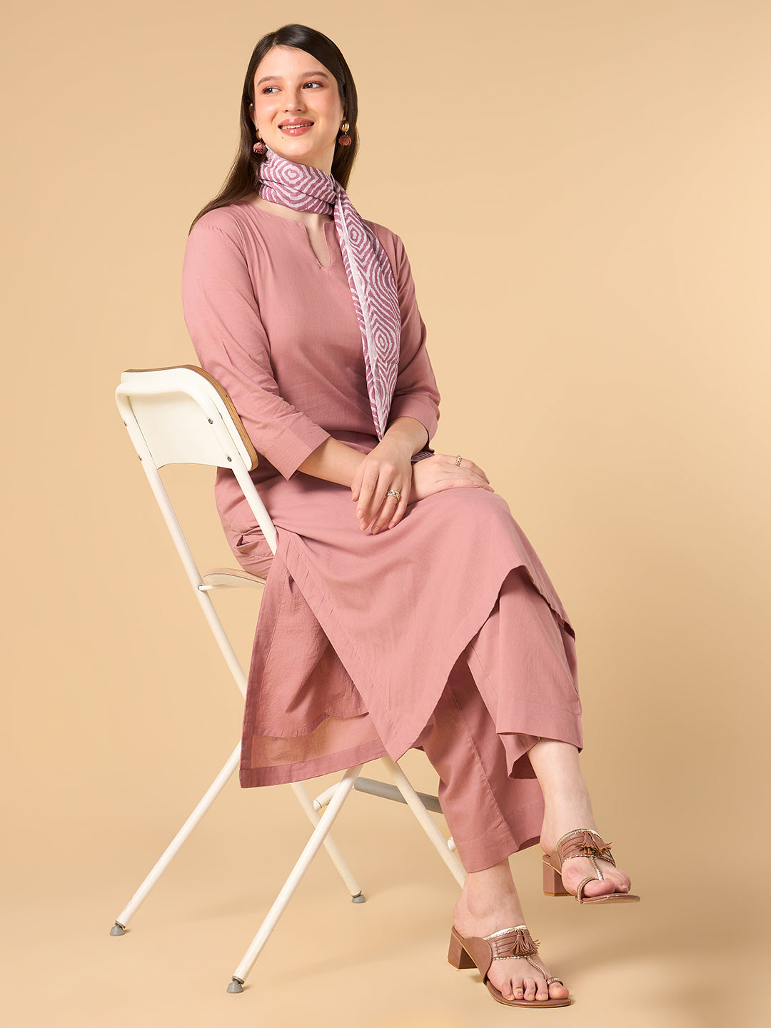 Mellow Rose Solid Cotton Suit