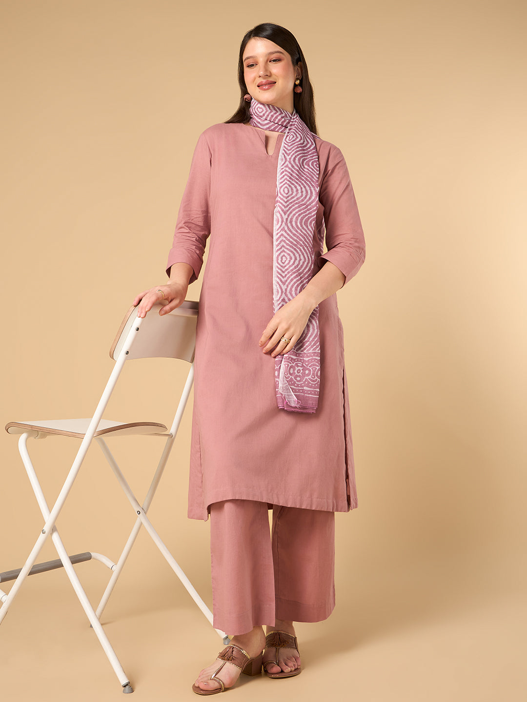 Mellow Rose Solid Cotton Suit