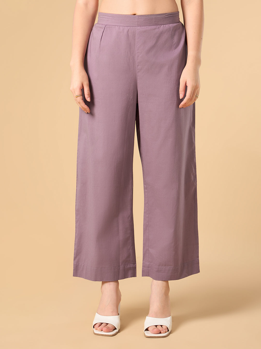 French Lilac Solid Cotton Suit