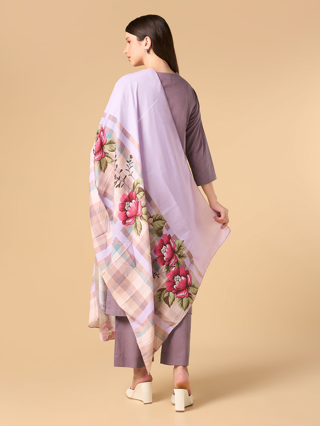 French Lilac Solid Cotton Suit