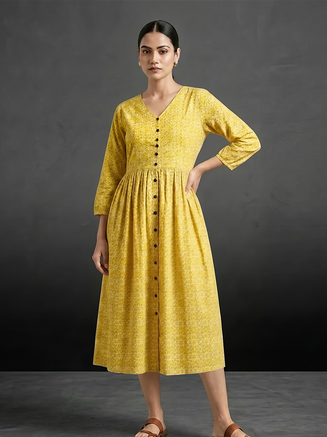 Vibrant & Stylish Yellow Cotton Dress