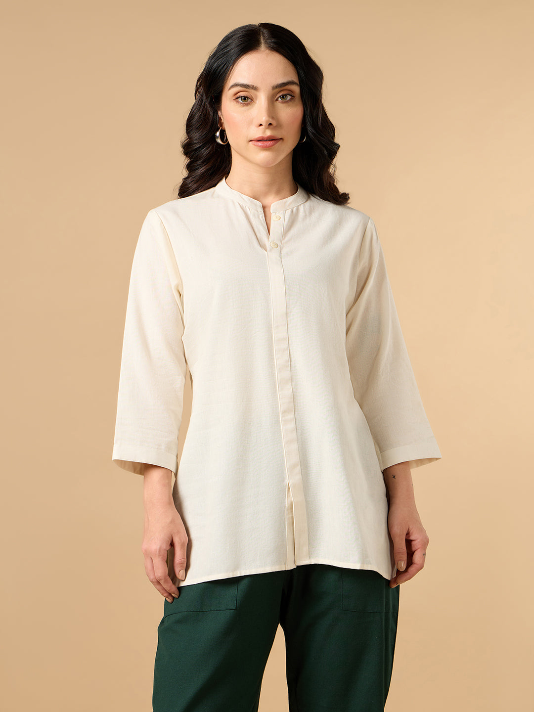 Classic Linen Off White Short Kurta