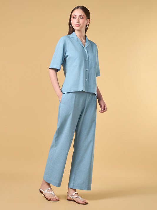 Azure Solid Cotton Co-ord Set