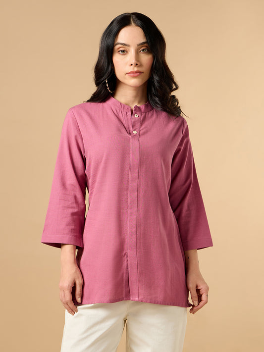 Classic Linen Watermelon pink Short kurta