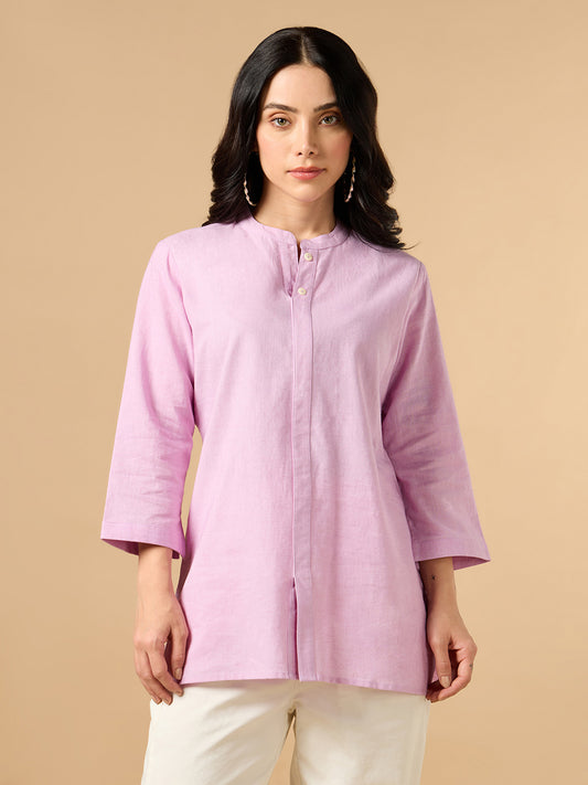 Classic Linen Lavender Short kurta