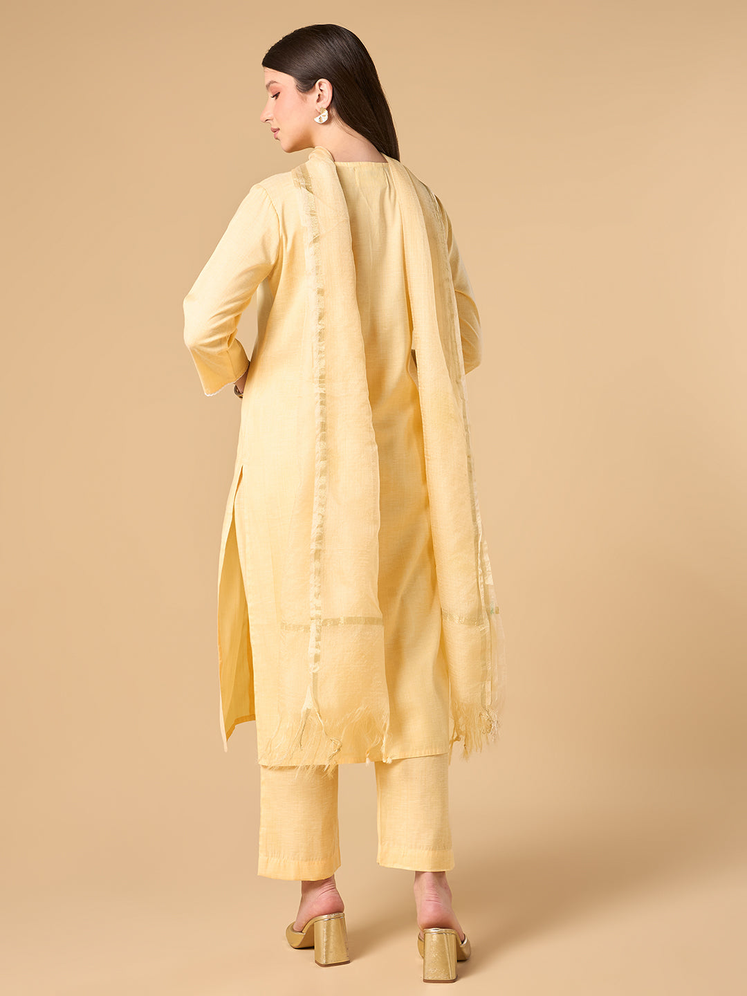 French Pastel Yellow Cotton Suit