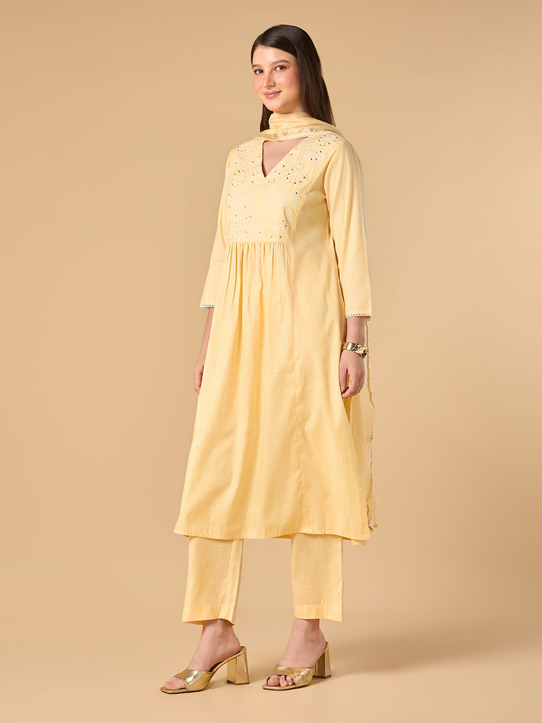 French Pastel Yellow Cotton Suit