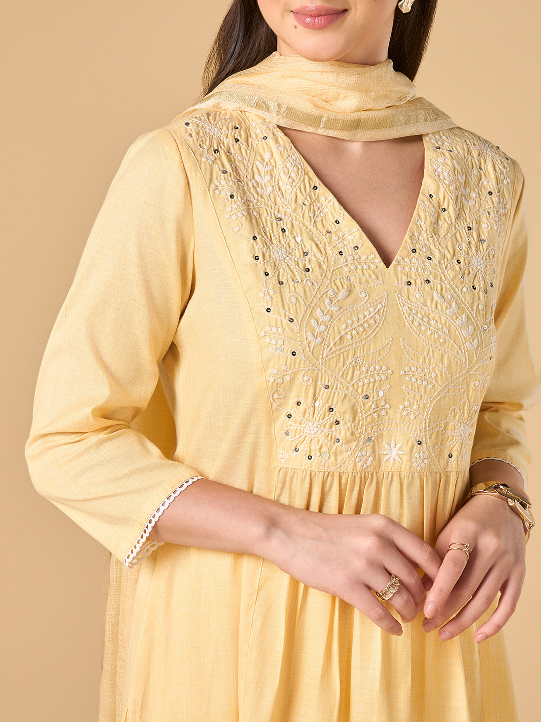 French Pastel Yellow Cotton Suit