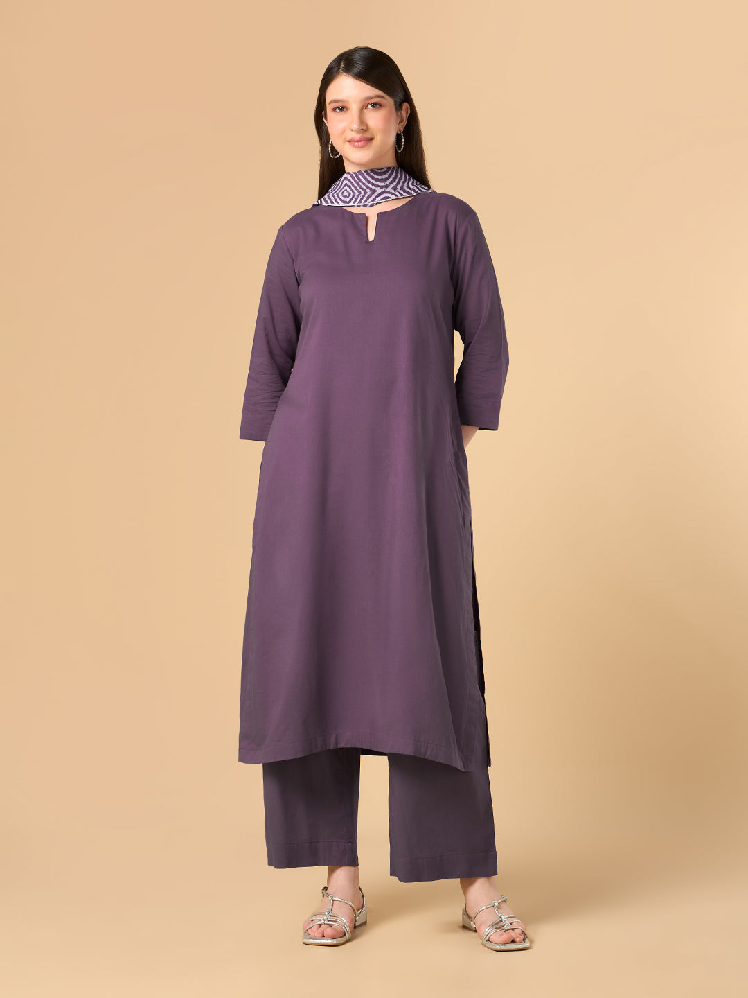 Grape Wine Solid Cotton Suit