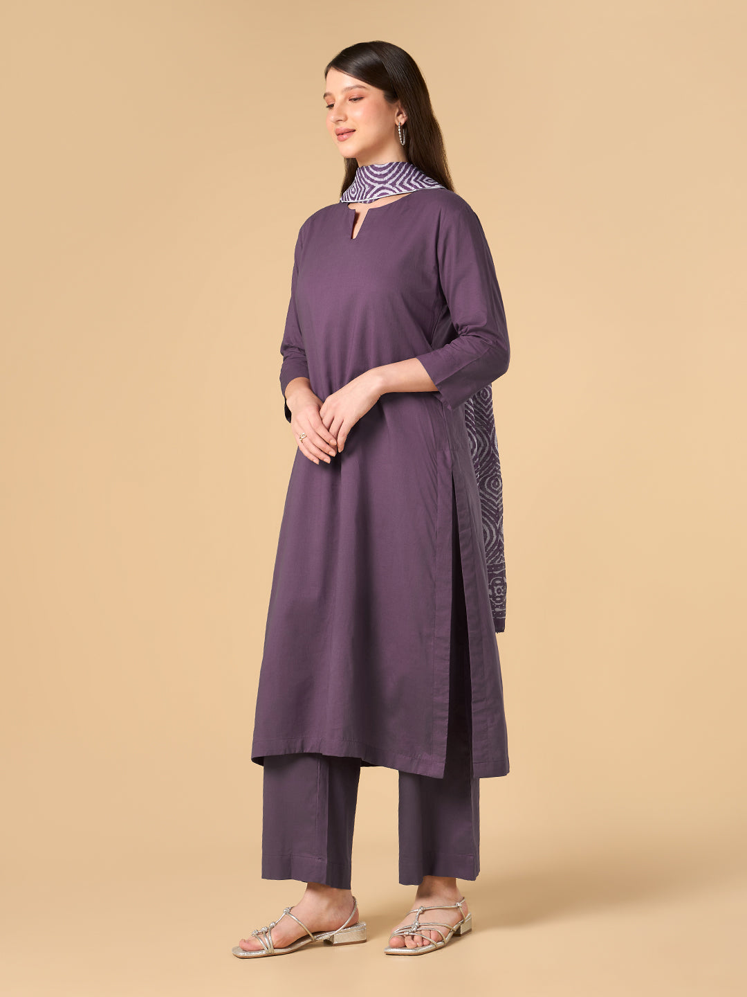 Grape Wine Solid Cotton Suit