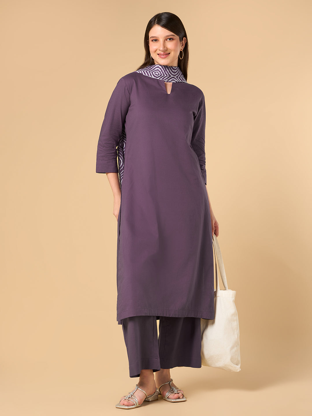 Grape Wine Solid Cotton Suit