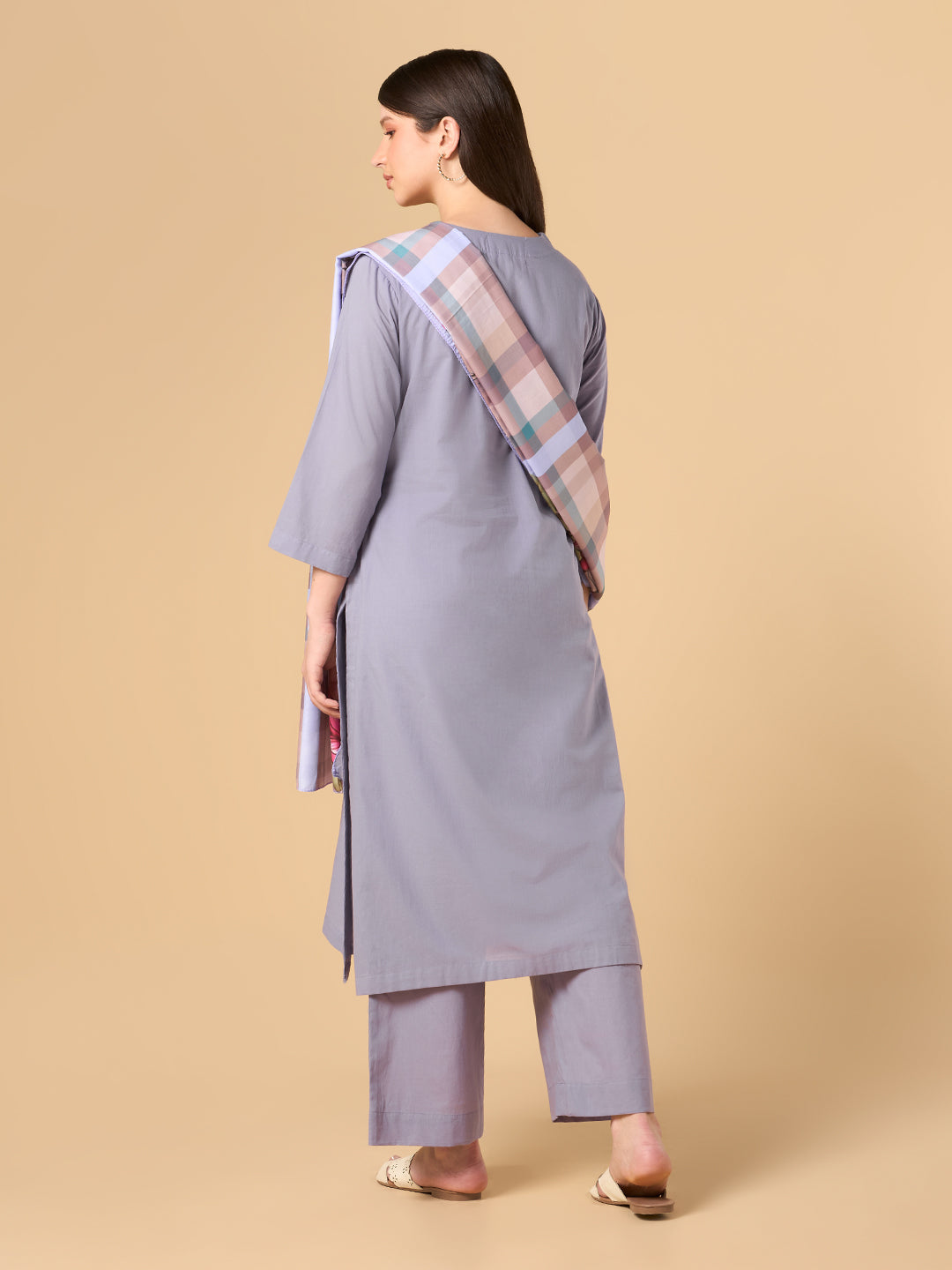 Misty Lavender Solid Cotton Suit