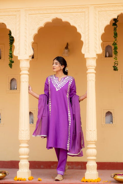 Adaah Purple Cotton Festive Suit