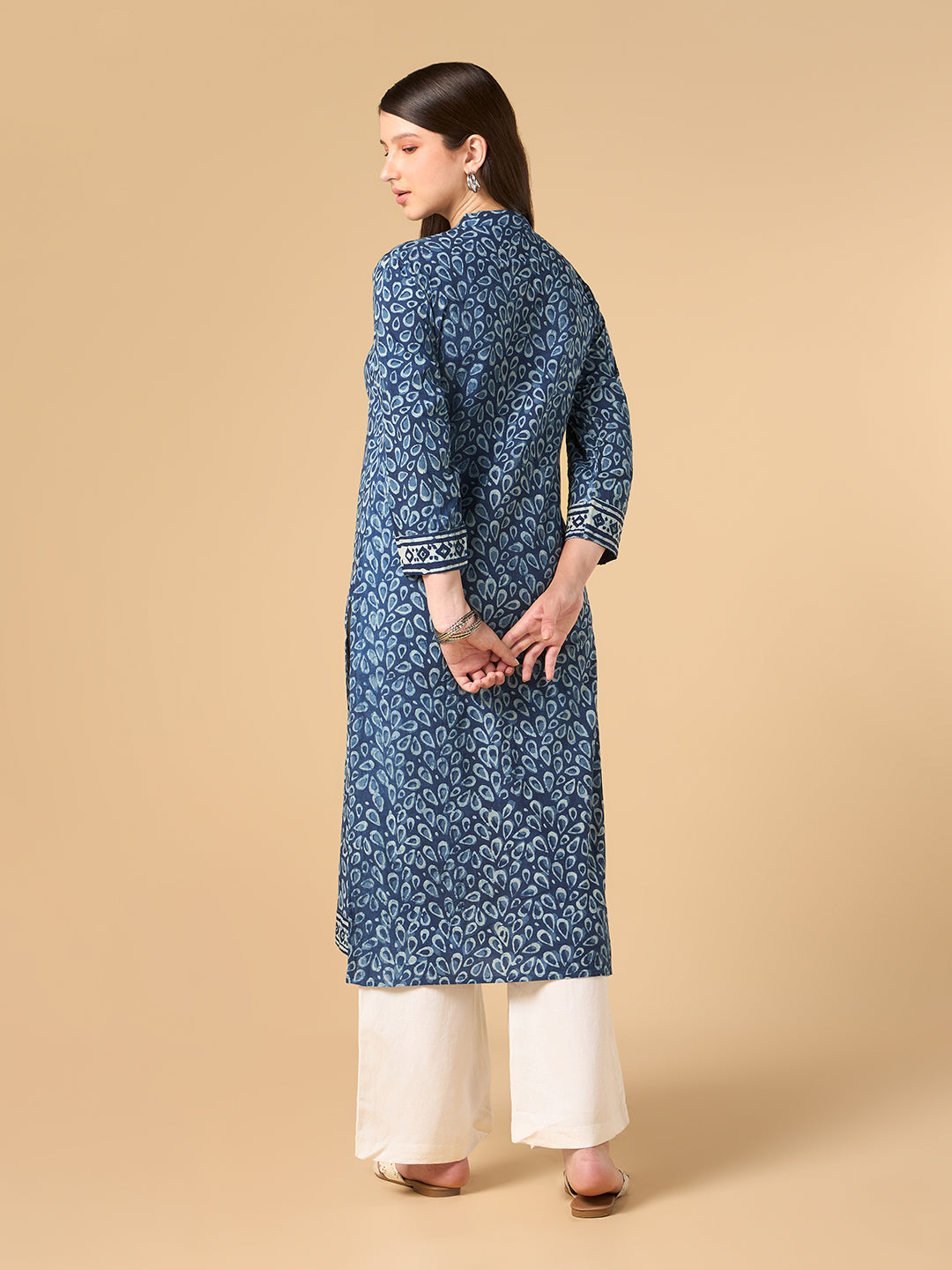 Indigo Raindrop Print Cotton Kurta