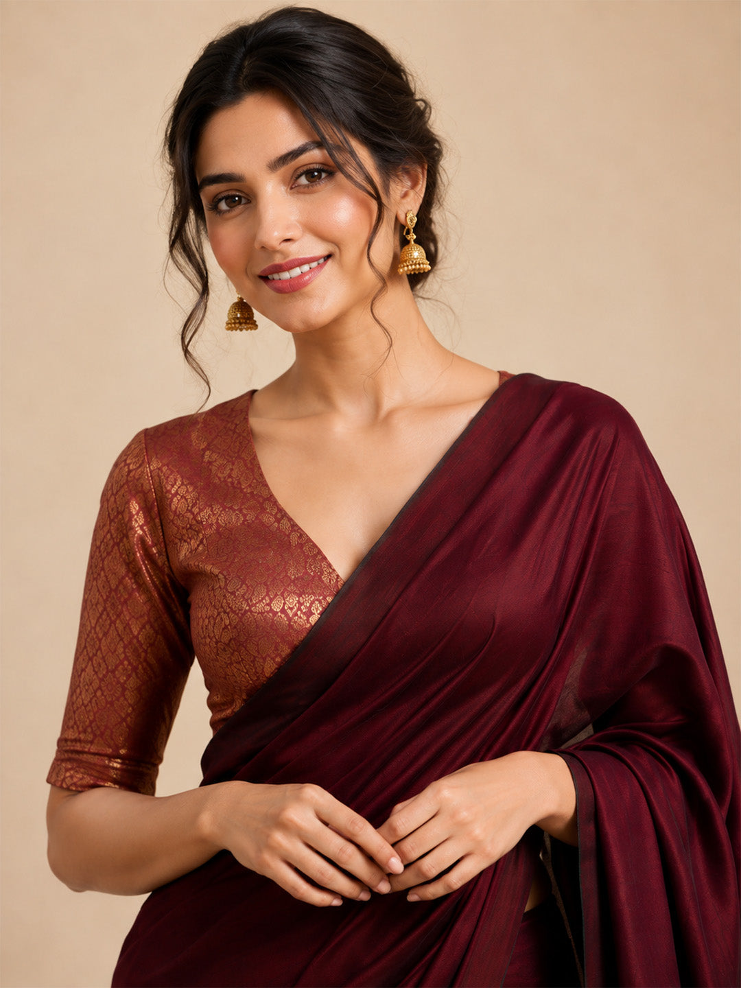 Maroon Green Contrast Cotton Saree
