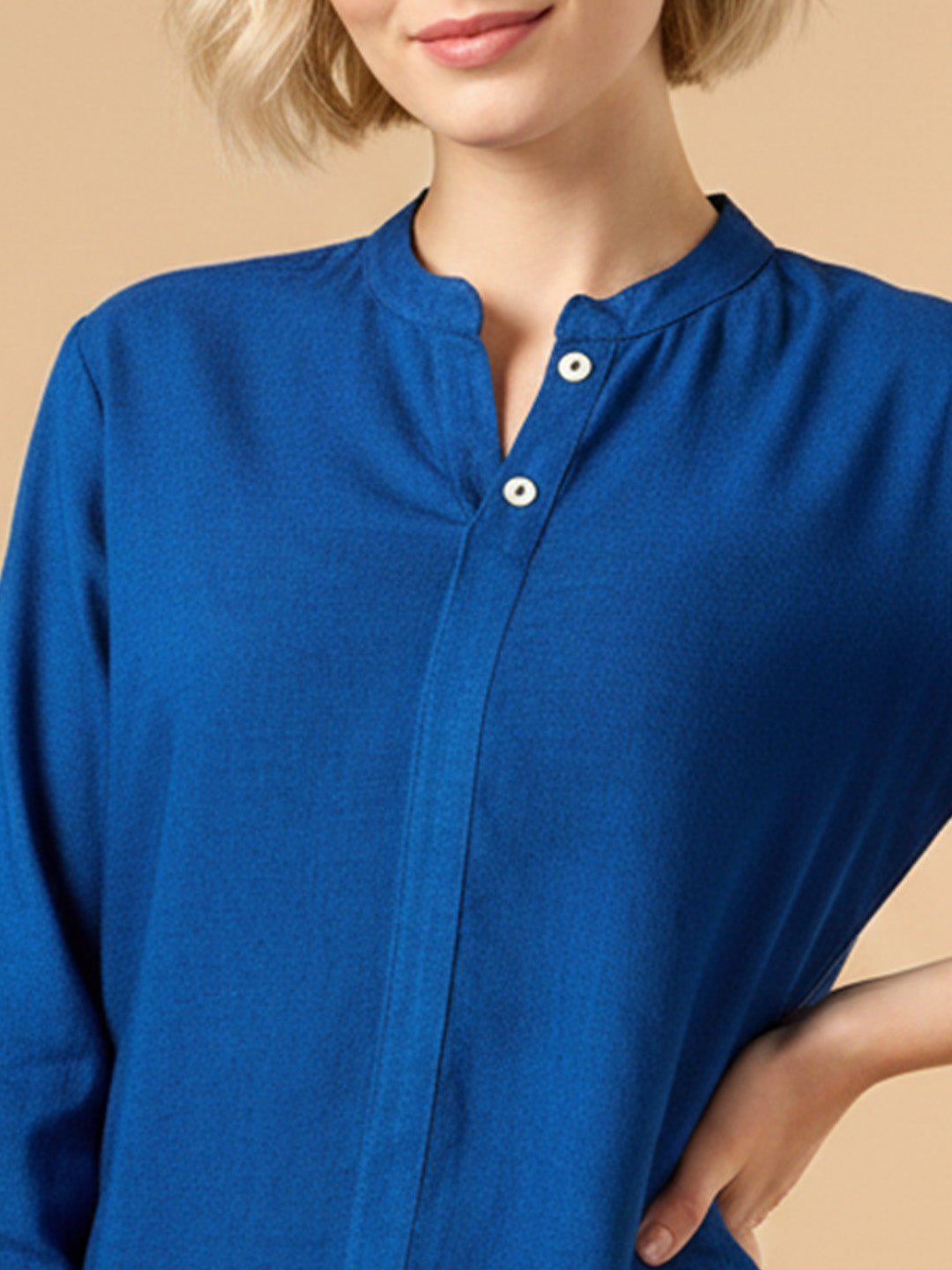 Classic Linen Royal Blue Short kurta