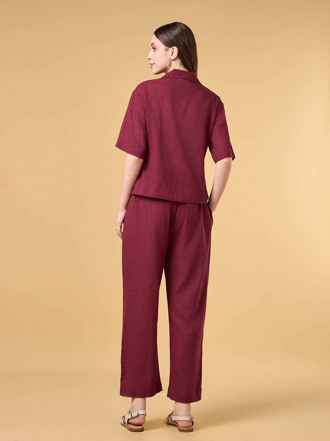 Scarlet Red Solid Cotton Co-ord Set