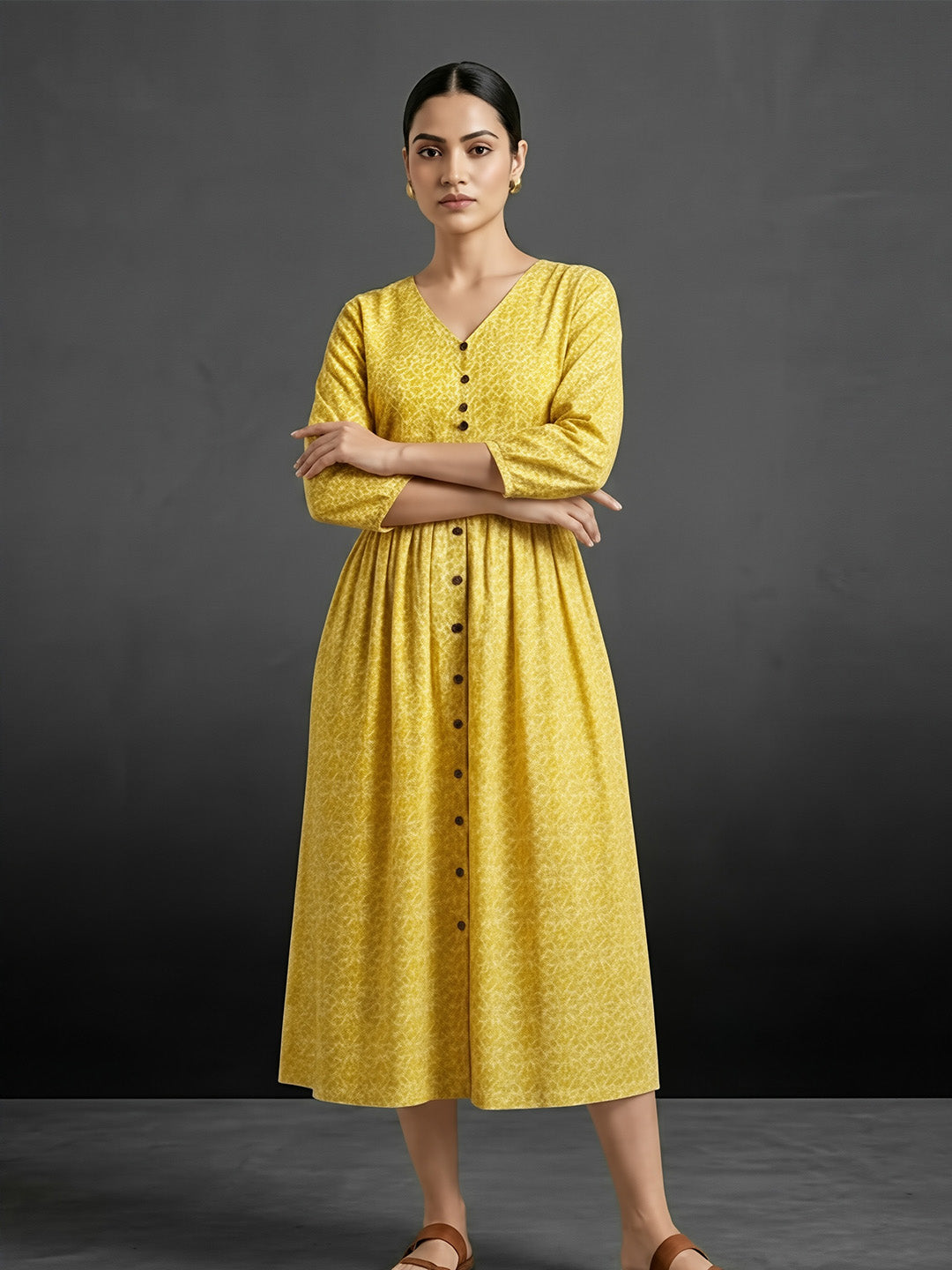 Vibrant & Stylish Yellow Cotton Dress