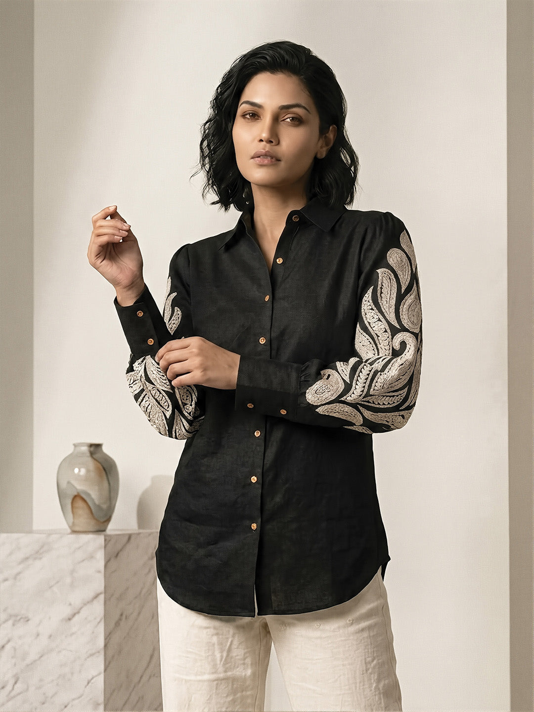 Black Embroidered Shirt