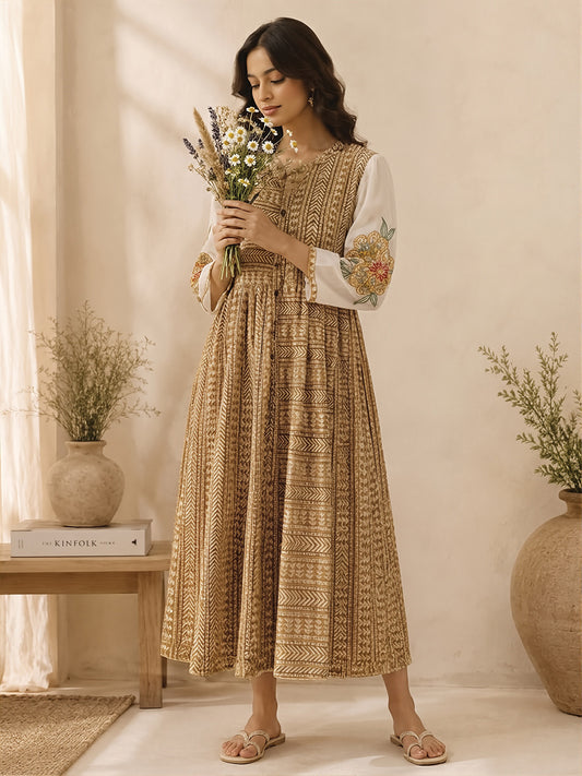 Mustard Yellow Chevron Print Kurta