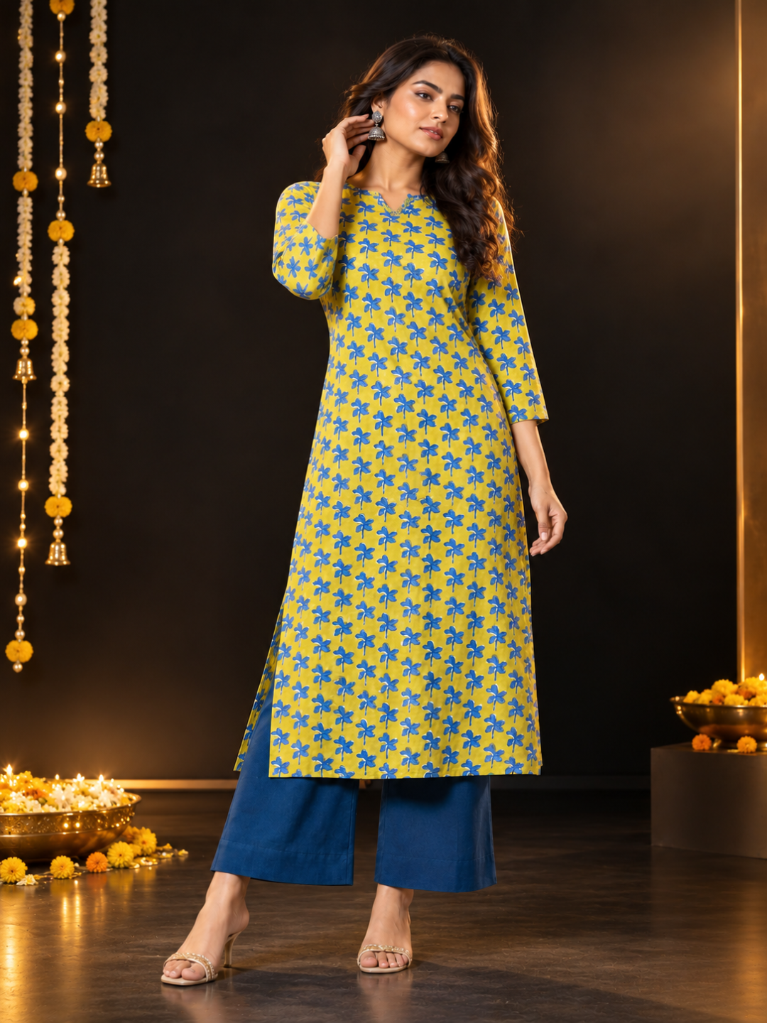 Green Nayantara Printed Cotton Kurta