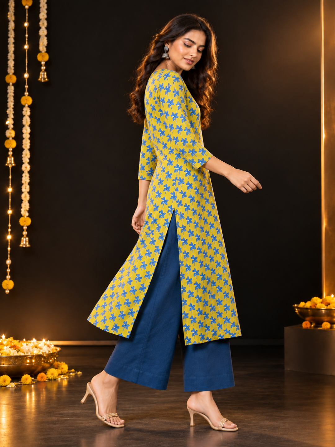 Green Nayantara Printed Cotton Kurta