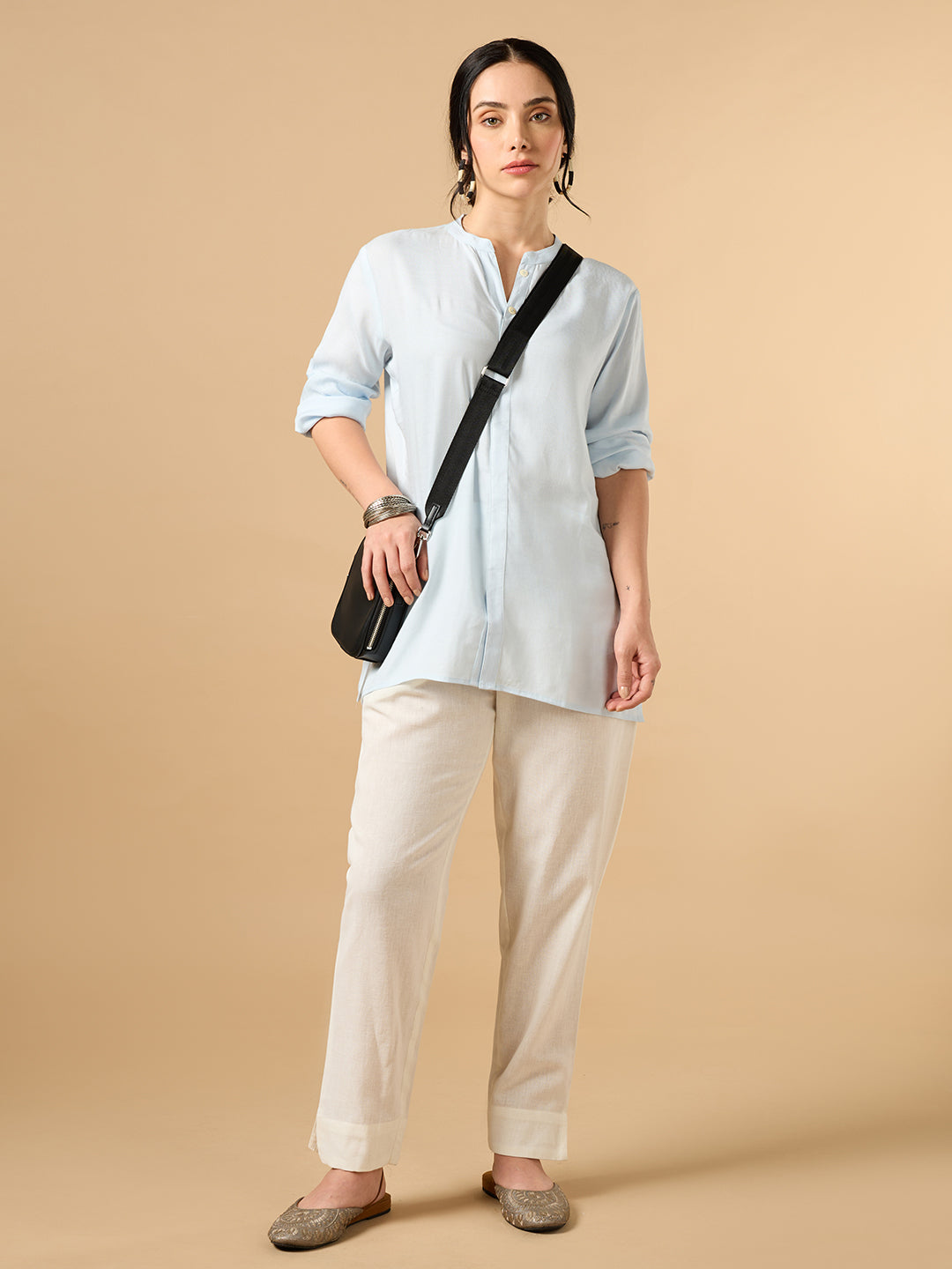 White Cotton Straight Pant