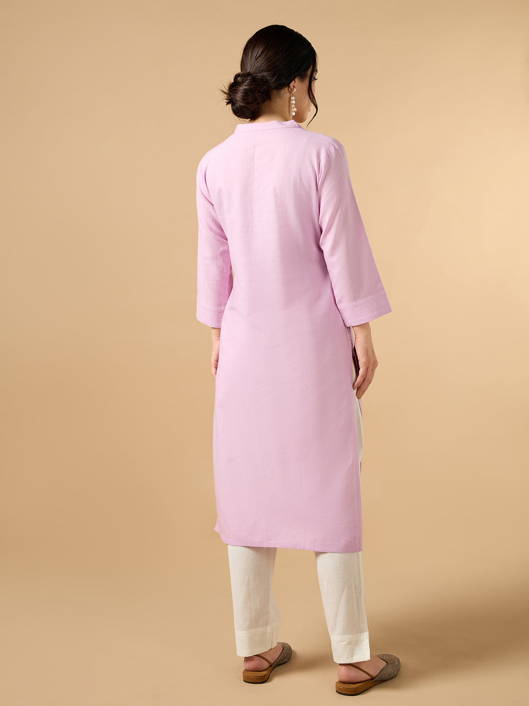 Classic Linen Lavender Straight Long Kurta