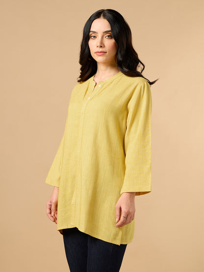 Classic Linen Yellow Short kurta