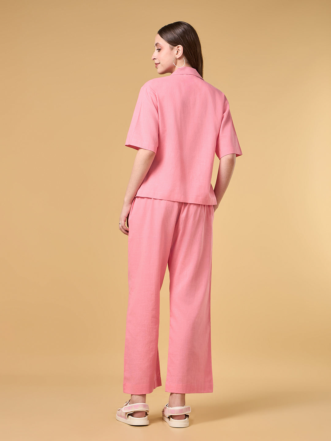 Blush Peach Solid Cotton Co-ord Set