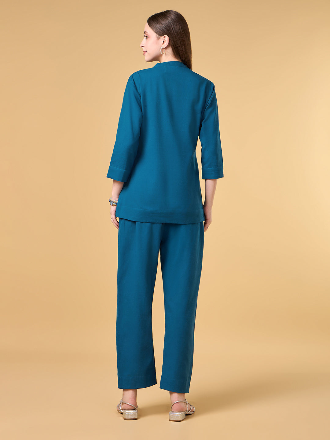 Midnight Blue Solid Cotton Co-ord Set