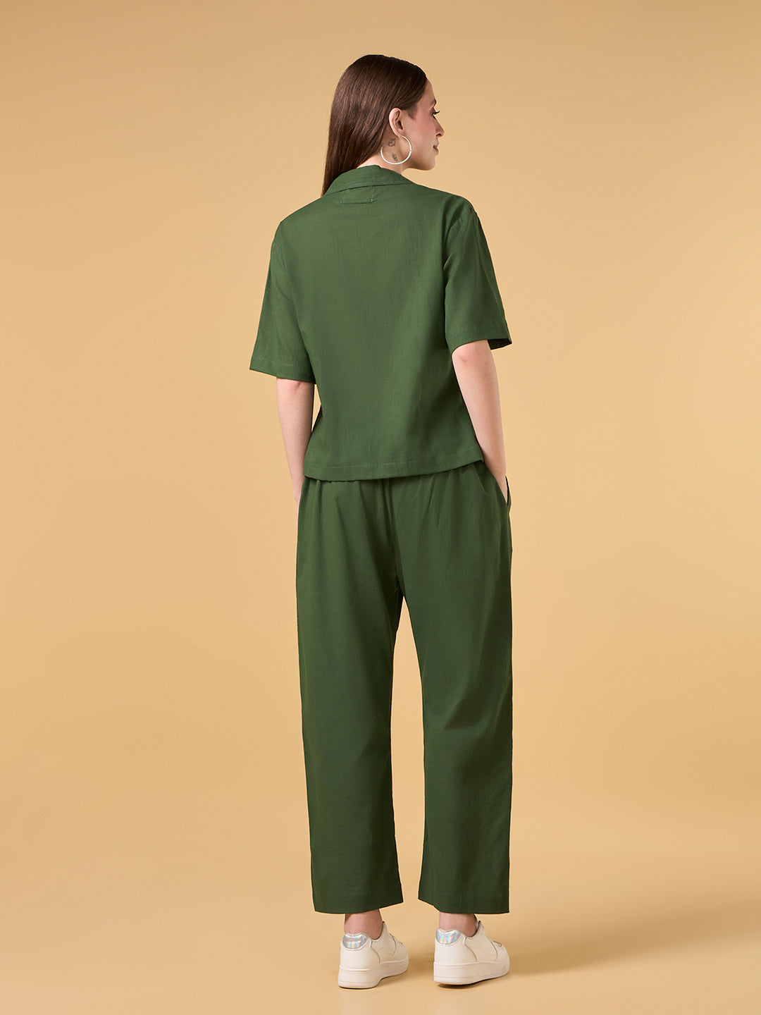 Forest Green Solid Cotton Co-ord Set