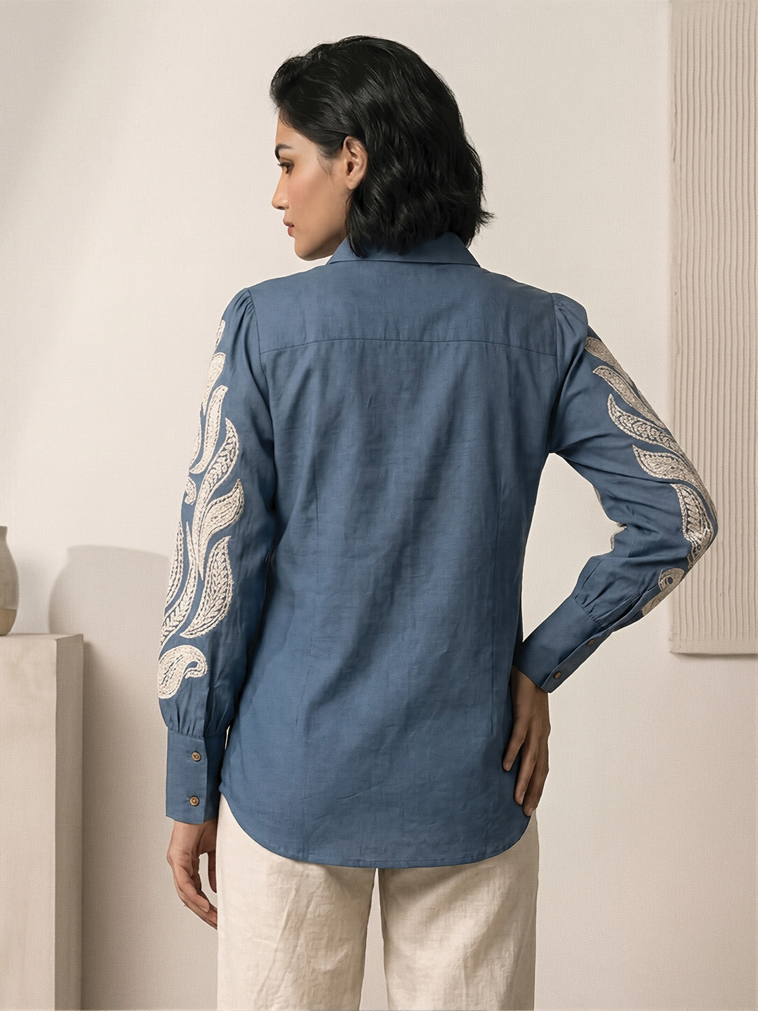 Blue Embroidered Shirt