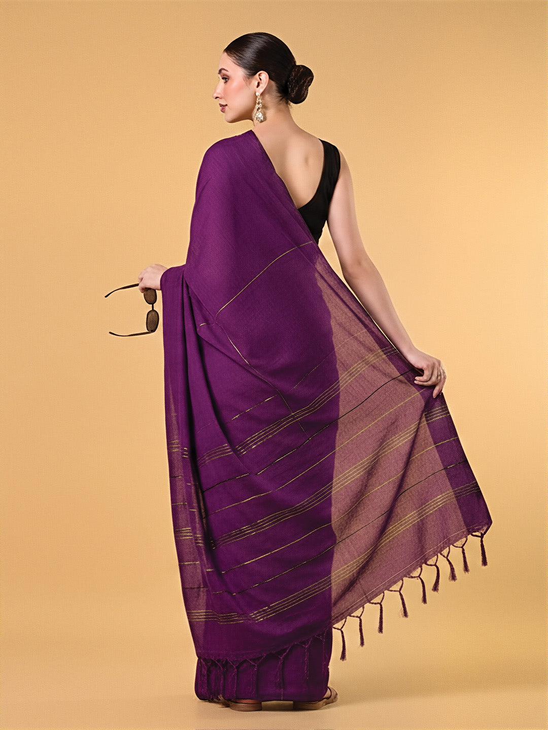 Grape Wine Mercerised Cotton Saree