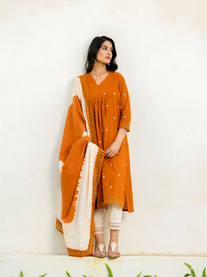 Rust Orange Cotton Suit