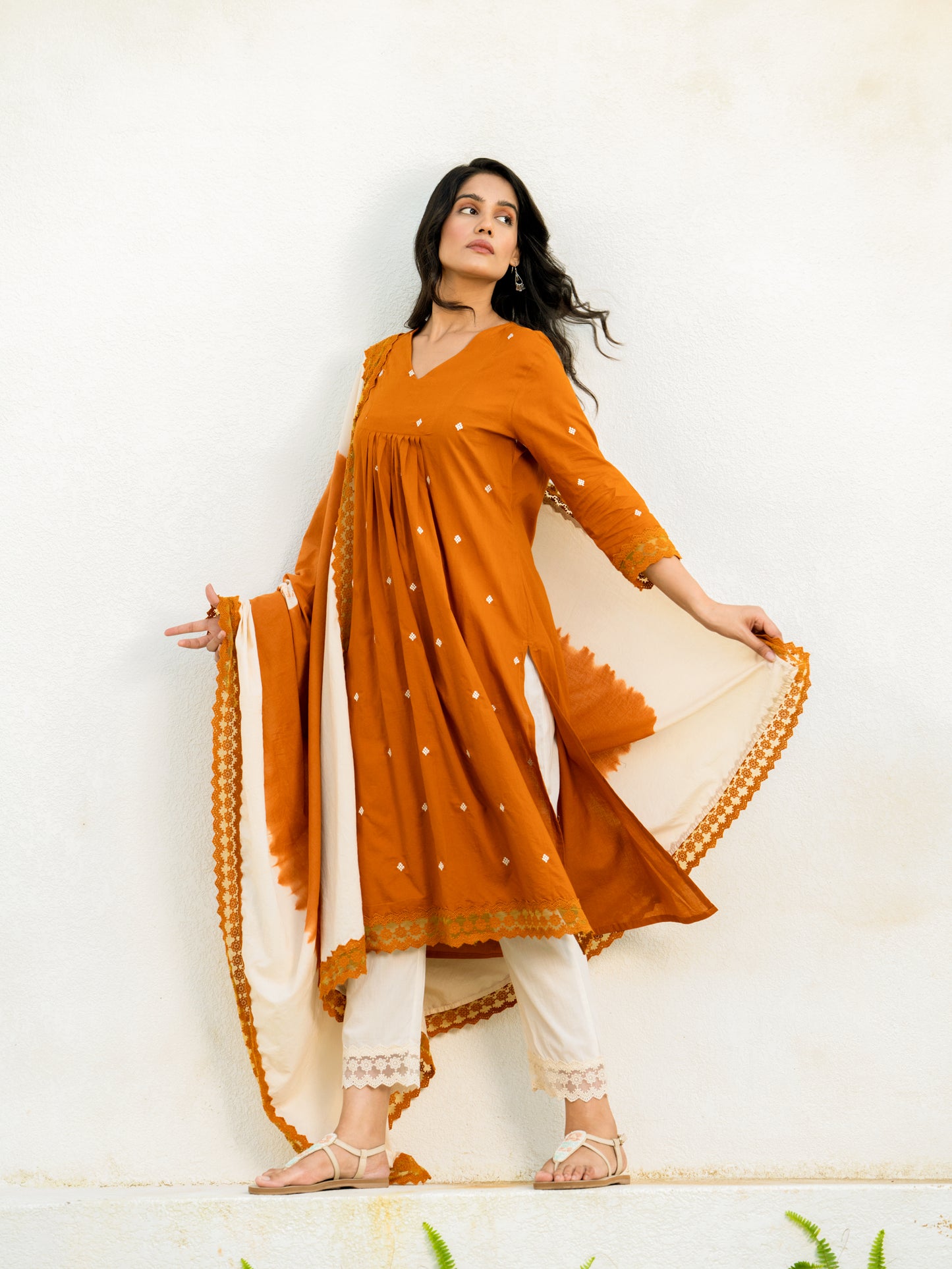 Rust Orange Cotton Suit