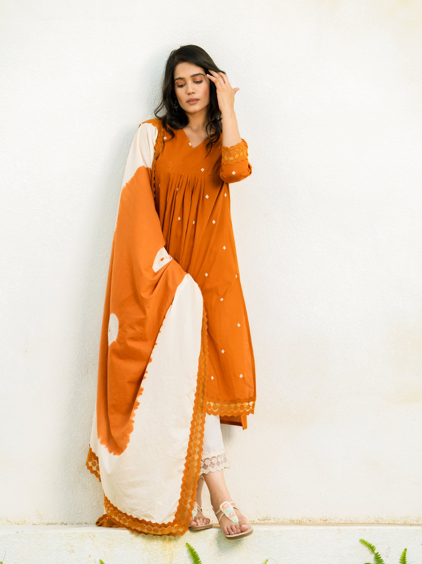 Rust Orange Cotton Suit