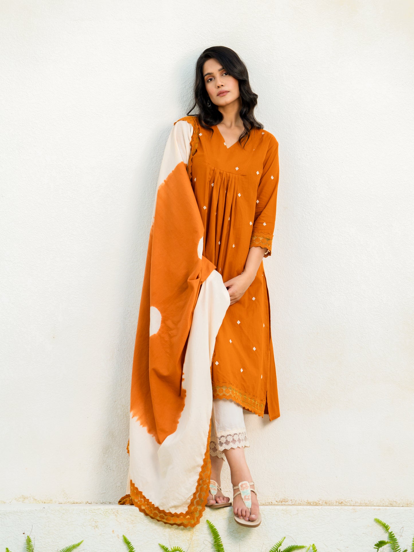 Rust Orange Cotton Suit