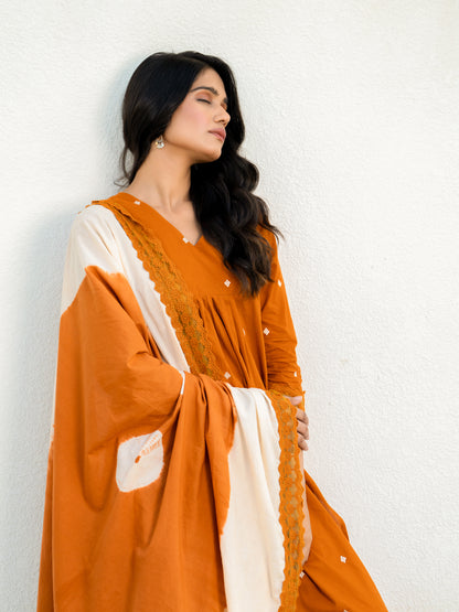 Rust Orange Cotton Suit