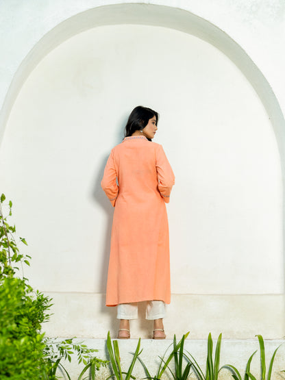 Pastel Orange High Low Airy Linen Co-ord Set