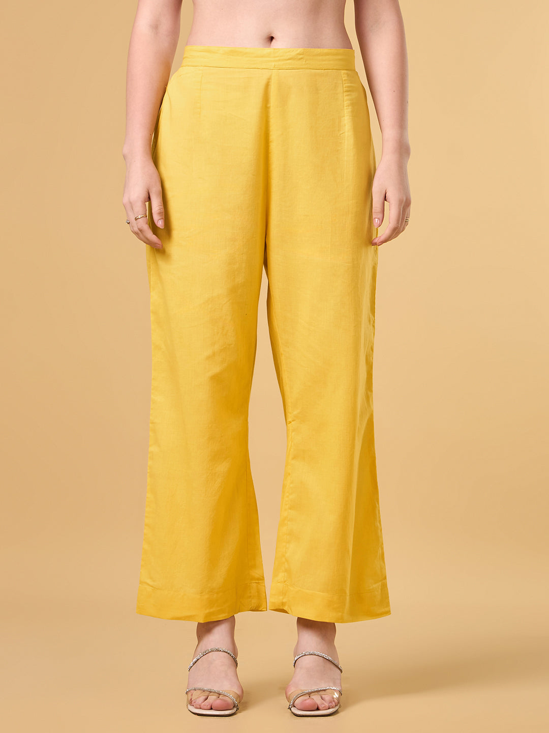 Yellow Embroidered Cotton Suit