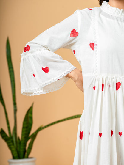 Rich Heart Red Cotton Dress