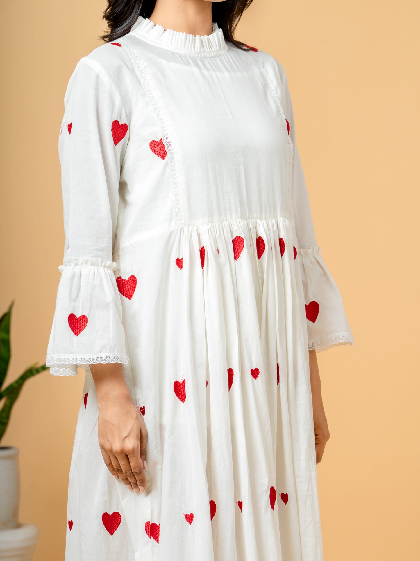 Rich Heart Red Cotton Dress