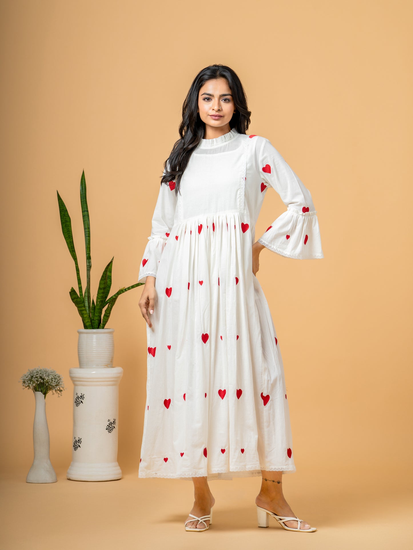 Rich Heart Red Cotton Dress