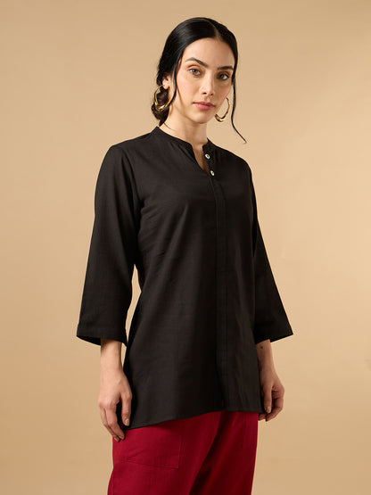 Classic Linen Black Short kurta