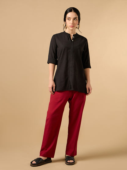 Classic Linen Black Short kurta