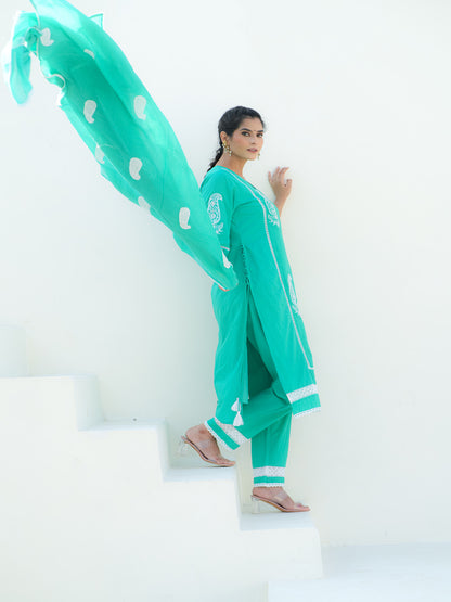 Tamara Emerald Green Cotton Suit