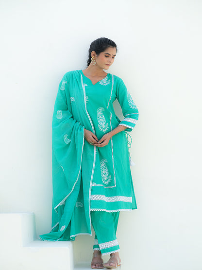 Tamara Emerald Green Cotton Suit